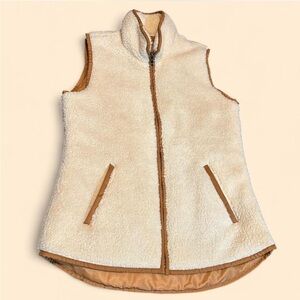 Old Navy Cream Sherpa Zip-Up Vest